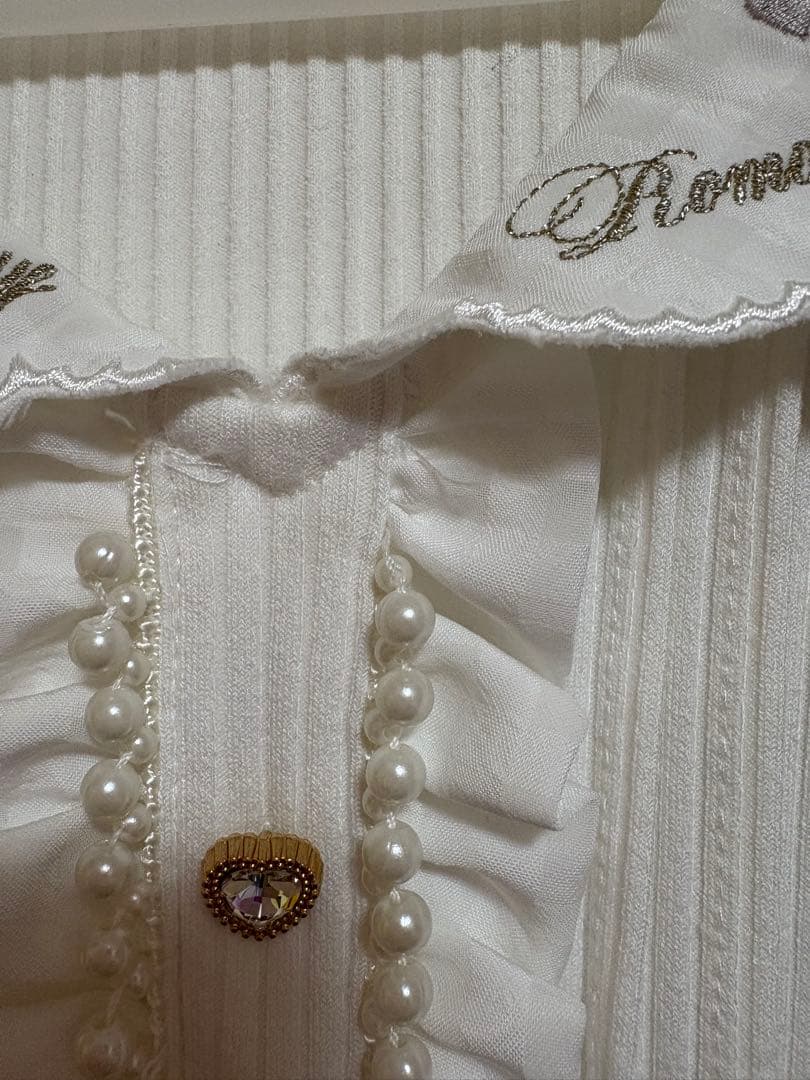 リズリサ ストロベリー刺繍セーラーリブブラウス ピンク