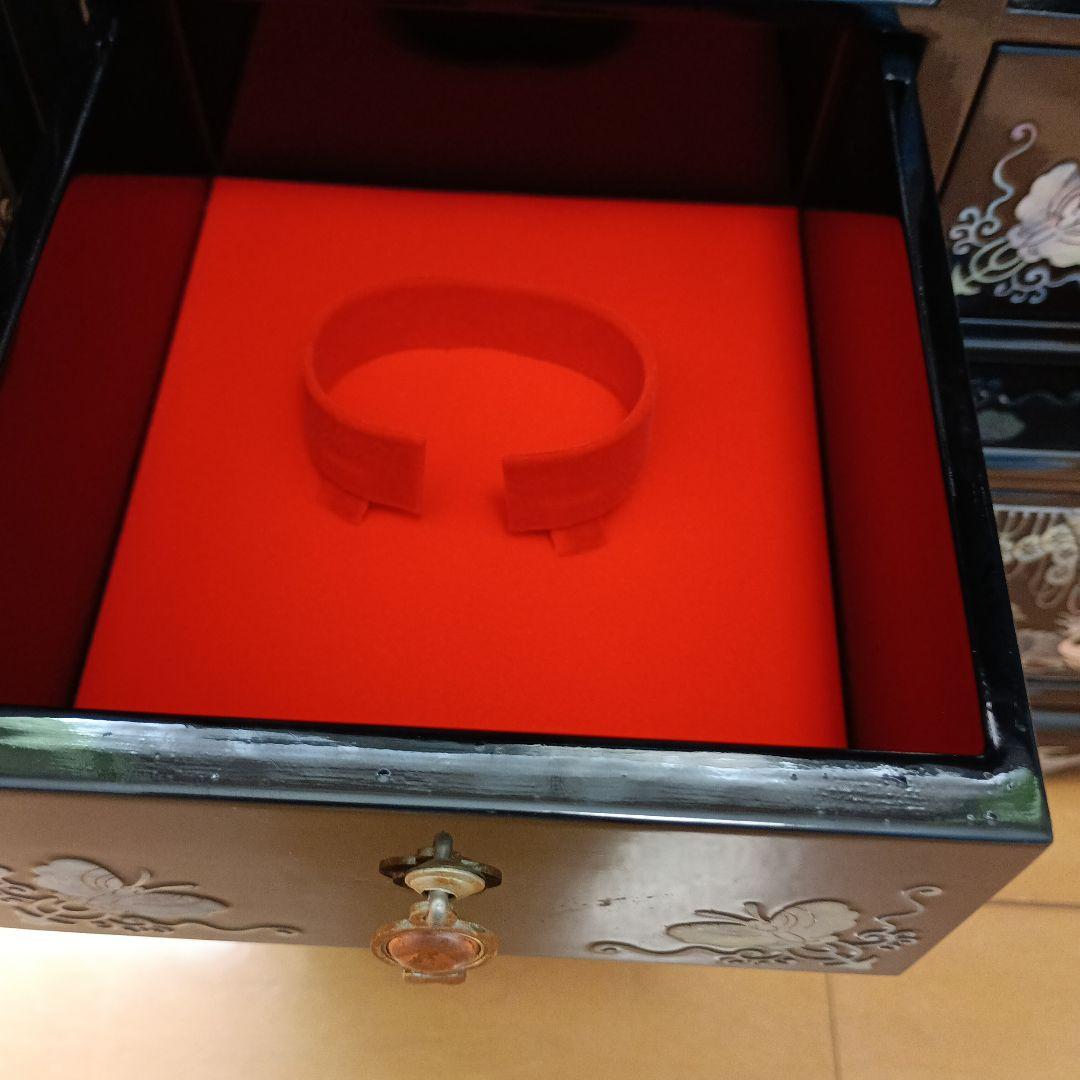 【訳あり】韓国伝統工芸 螺鈿細工 小箪笥 鳳凰・鶴・亀金具 卓上キャビネット