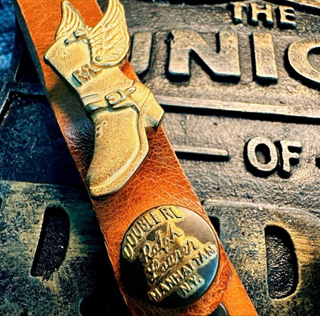 未使用　RRL 銅製ブーツ翼バッジ＆キーホルダーセット