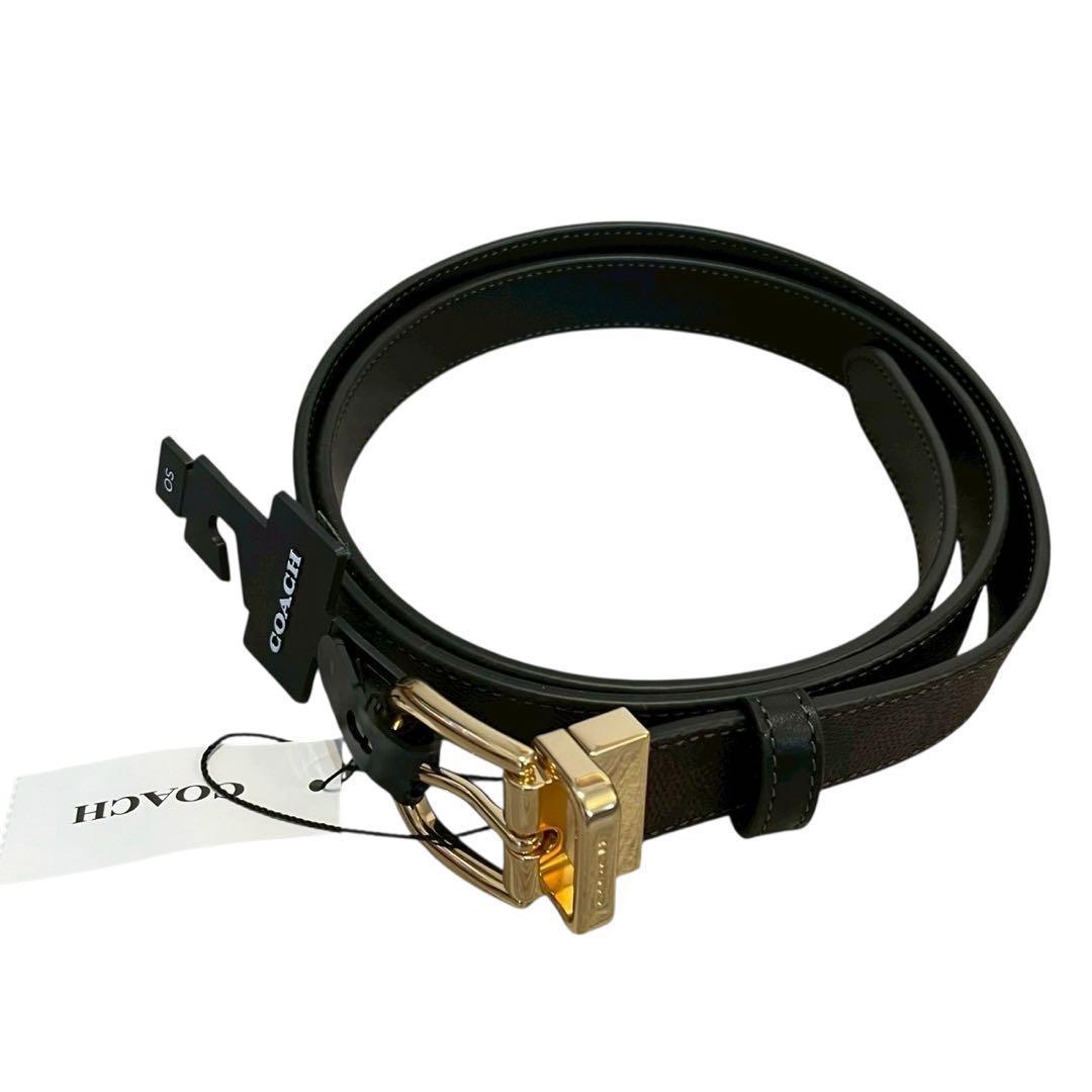 【新品】COACH コーチ リバーシブルベルト ハーネスバックル 茶×黒