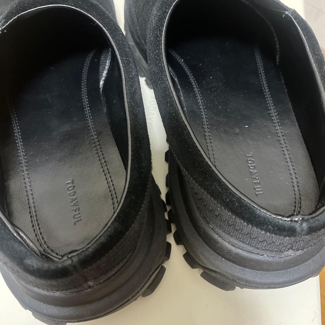 todayful トゥデイフルビブラムソール　レザーサボ　ブラック