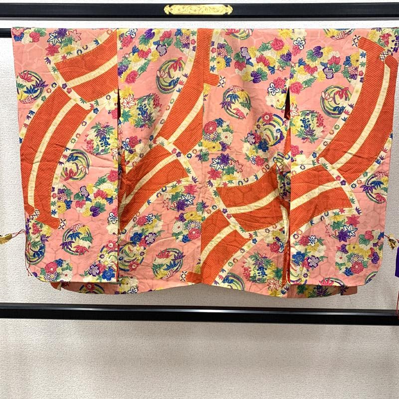 511ag65■七五三 七歳 女児 アンティーク羽織 花丸文 菊■状態良好