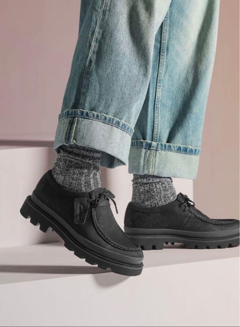 Clarks Badell Seam ブラックヌバック 10 UK