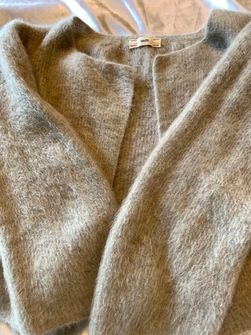 未使用　unfil グレー モヘアカーディガン 長袖