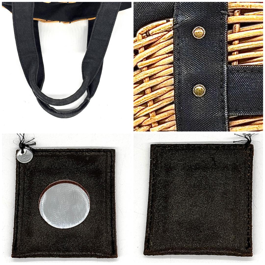 む*♪様 和装に馴染む✨　エバゴス　かごバッグ 扇形 紅籐 防水キャンバス 鏡付