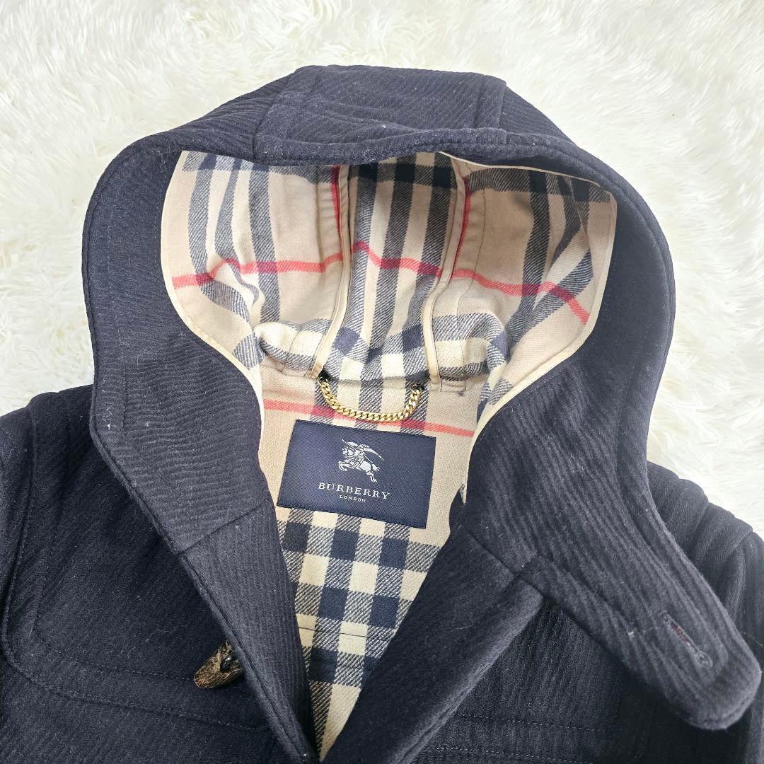 美品✨バーバリーロンドン　ダッフルコート　カシミヤ混　ノバチェック　黒　M