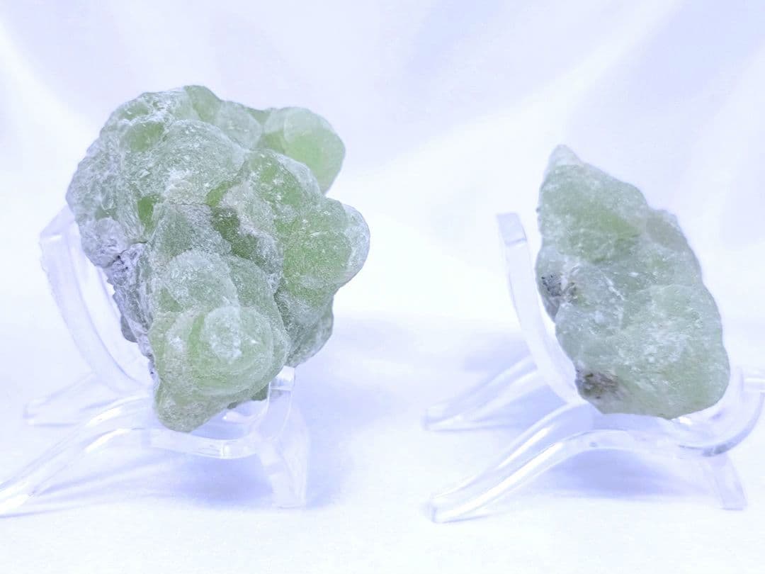 コンゴ産　プレナイト　原石　標本　エピドート 共生　2個セット　ぶどう石　天然石