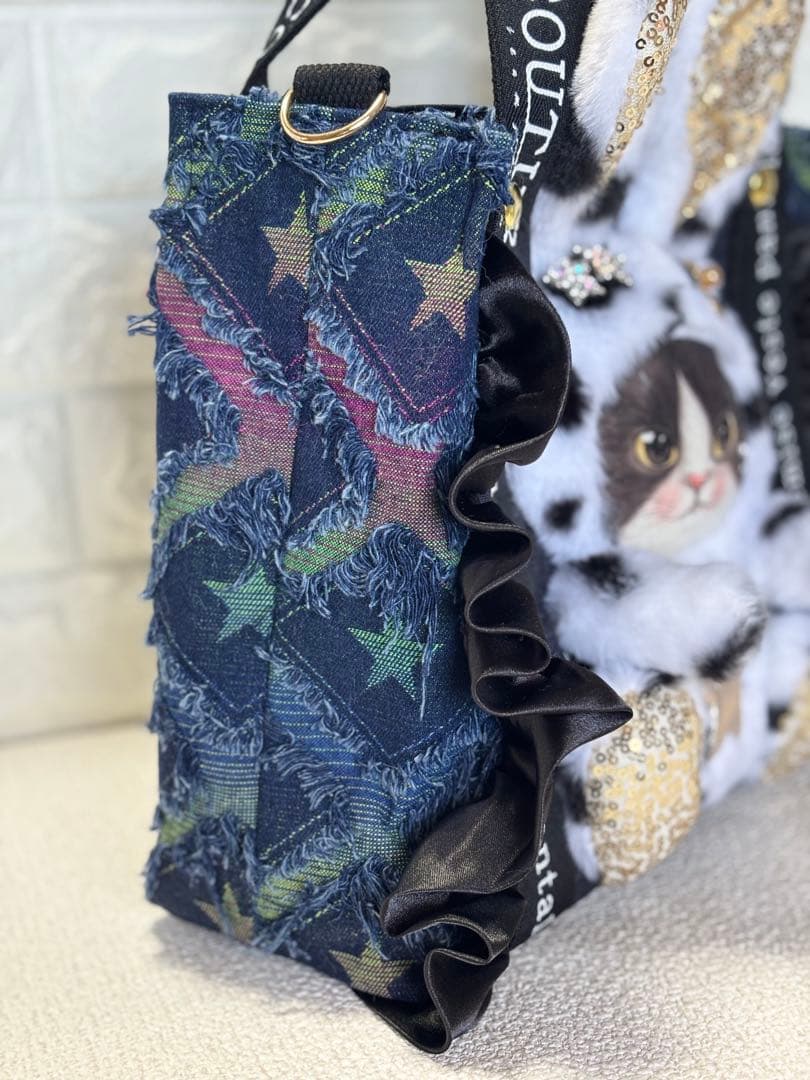 ゆ*ら様 コヤンイサムチョン　ハンドメイド　デニムトートバッグ　ジョーズくん