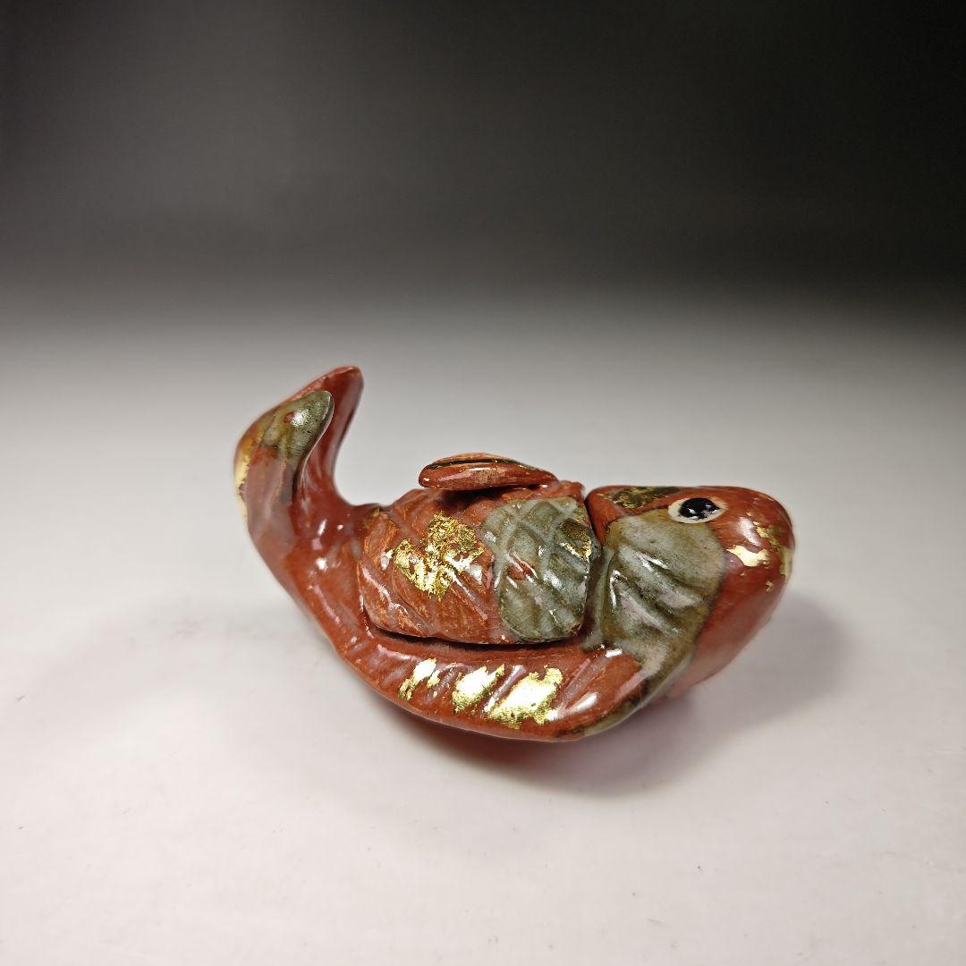 イ296 香合『加州梅山窯　香野壮明』『鯛　香合　共箱』茶道具