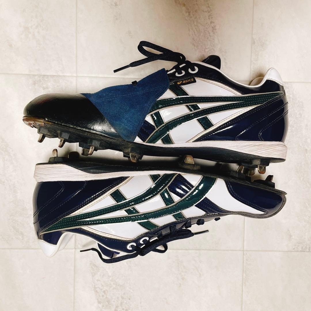 アシックス 硬式野球 右投手用スパイク ホワイト/ネイビー/グリーン 28cm