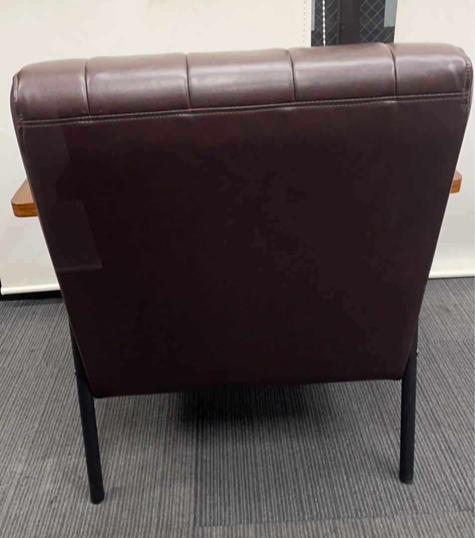 ★中古格安！合成皮革 1人用ソファ (Nシールド ステイン2KD DBR)