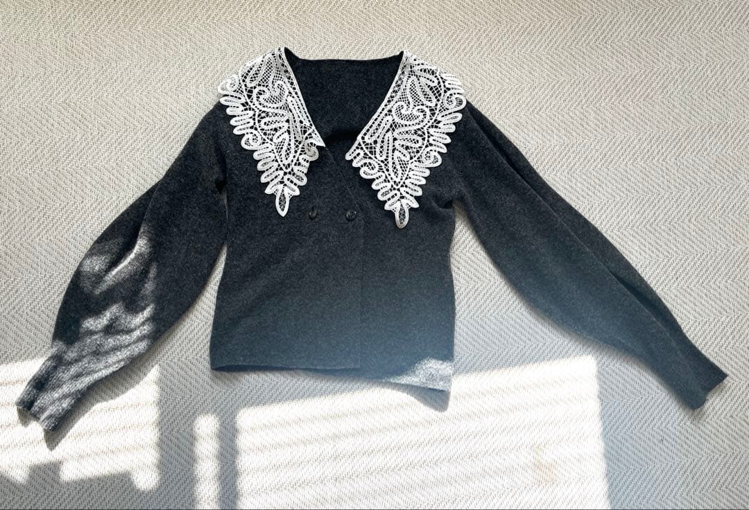 【即日配達】Acka lace collar knit cardigan