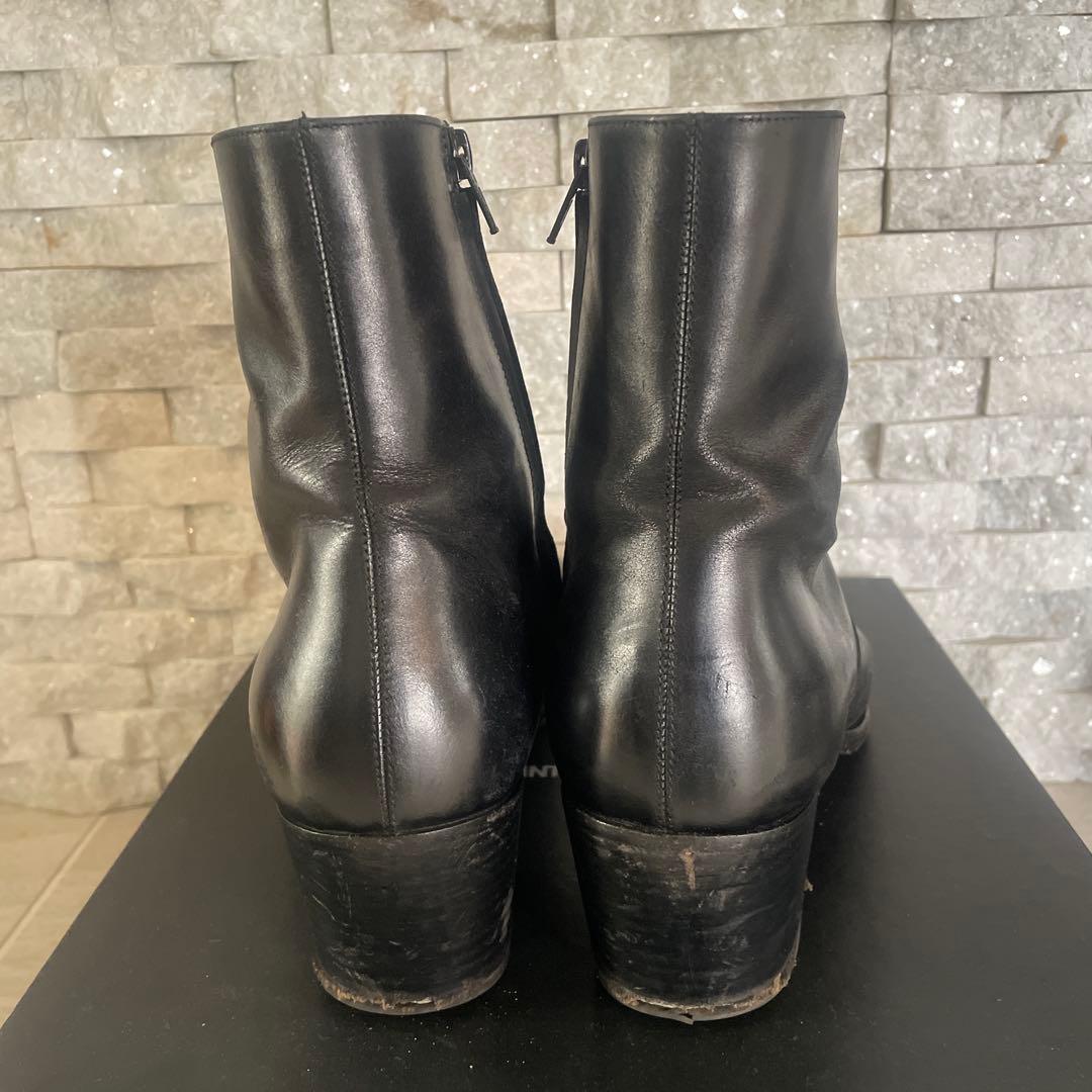 SAINT LAURENT 黒 レザー ジッパーブーツ 43 1/2