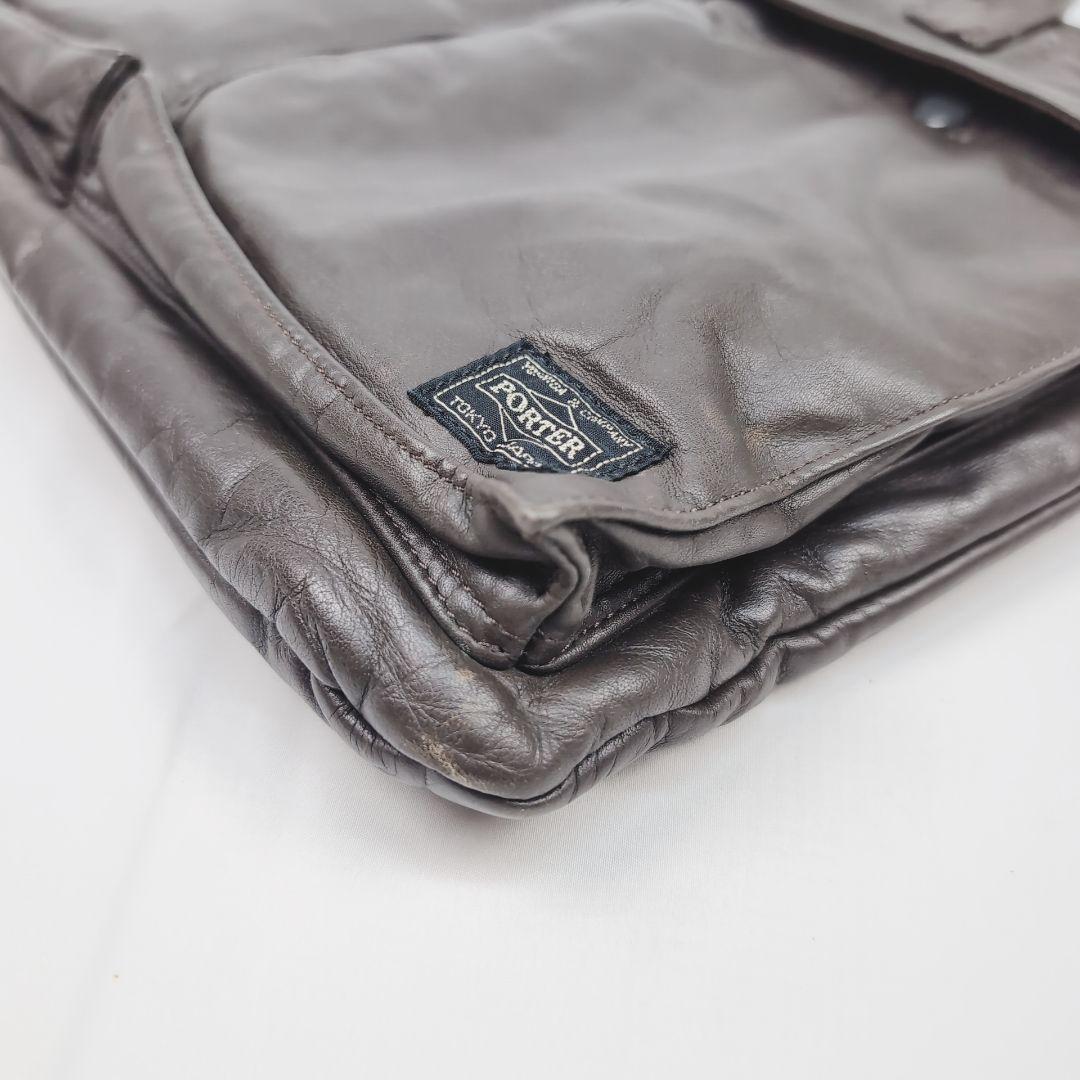 【美品】【希少】 ポーター タンカーオールレザー バッグ ダークブラウン