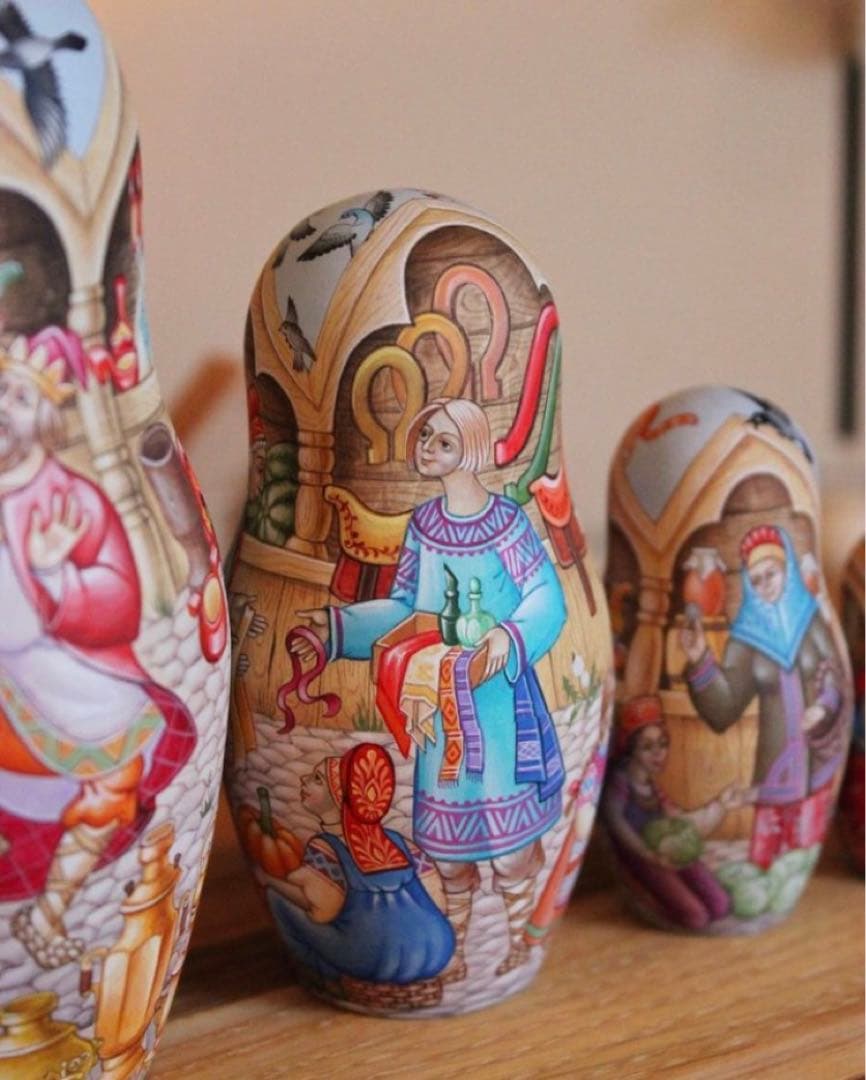 ロシア雑貨☆イコン マトリョーシカ 見本市(5P)H17cmオルガ作コブロフ工房