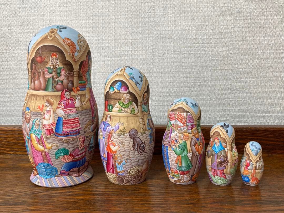 ロシア雑貨☆イコン マトリョーシカ 見本市(5P)H17cmオルガ作コブロフ工房