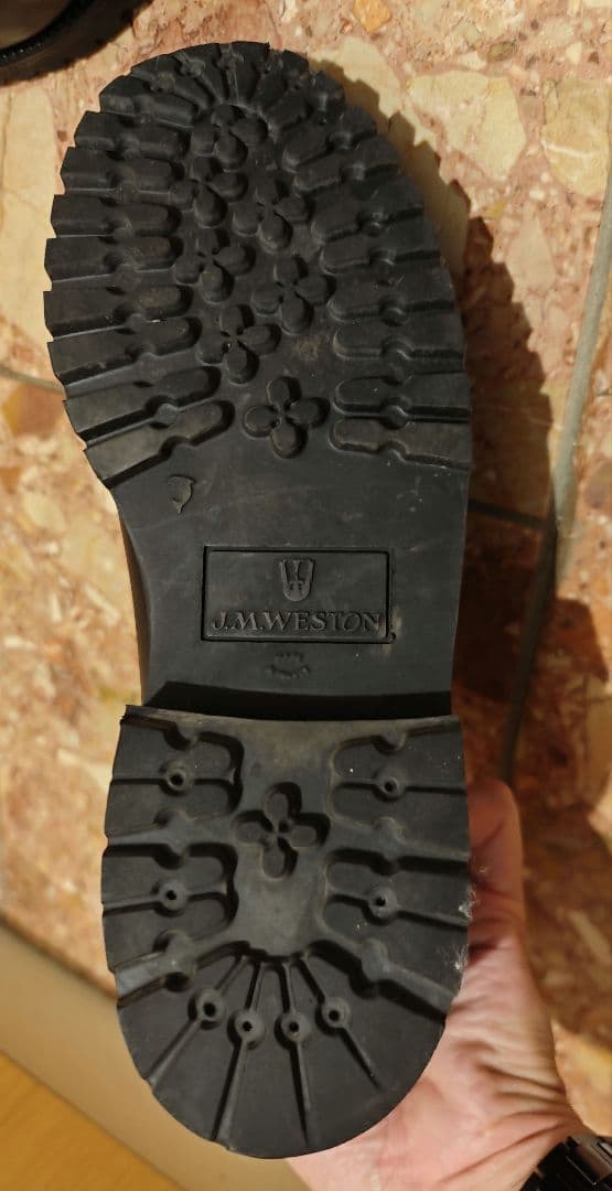 J.M. Weston 黒 レースアップ デッキシューズ