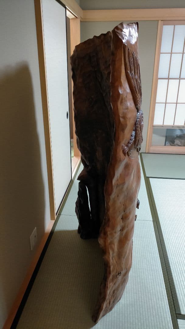 【職人一刀彫】 高級 欅 ついたて 鷹＆虎 衝立 国産工芸 希少 迫力　和風