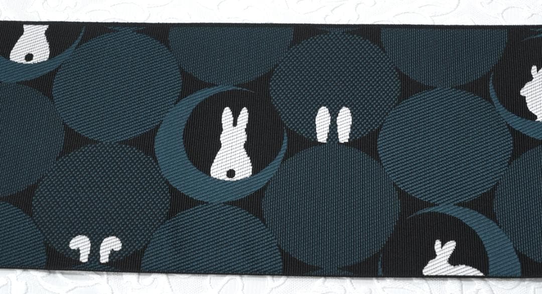 限定柄！新品 博多織 協和織 両面長尺小袋帯 半幅帯 ウサギ柄③ 口とじ加工込