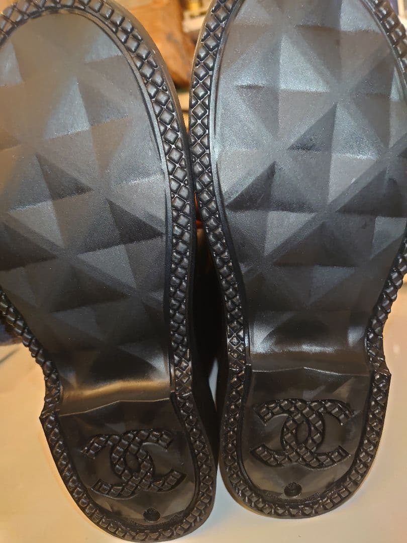 新品シャネルラバーブーツブラック長靴レインブーツ24cm~24.5cm