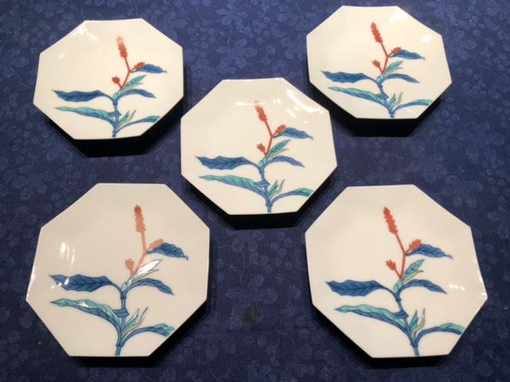 今右衛門窯　銘々八角皿5客セット（新品未使用品）