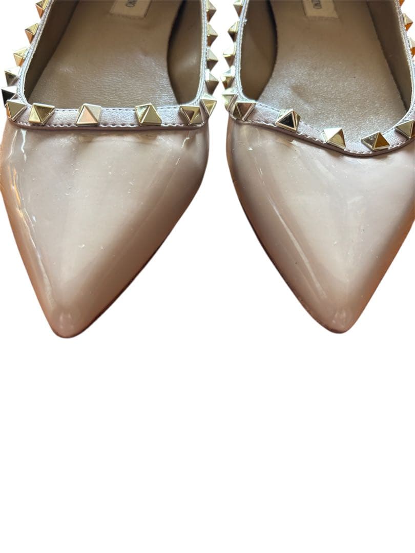 【VALENTINO】ロックスタッズ　エナメル　バレリーナ