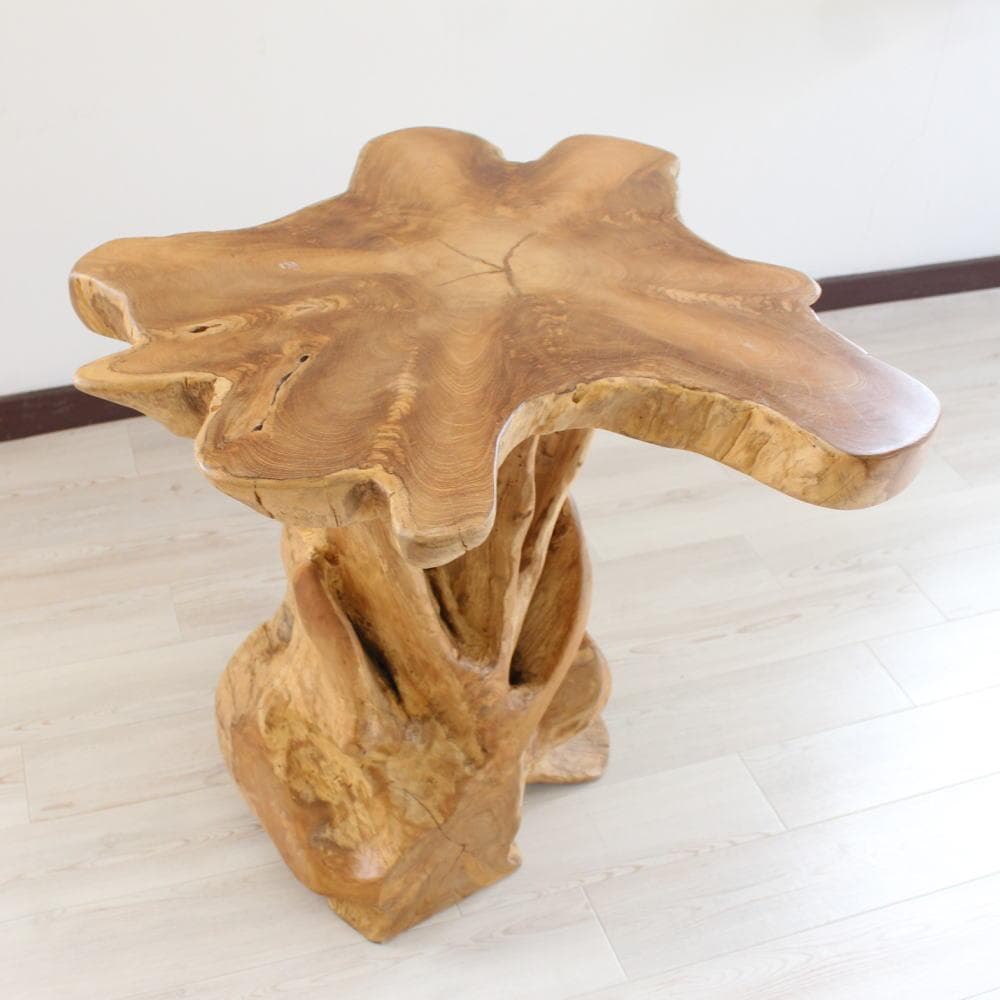 在庫処分 １点もの テーブル 木製 チーク材 天然木 切り株 カフェ 花台 B