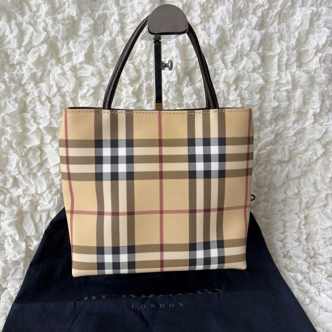未使用級❗️ BURBERRY ハンドバッグ　ノバチェック　レザー　収納袋