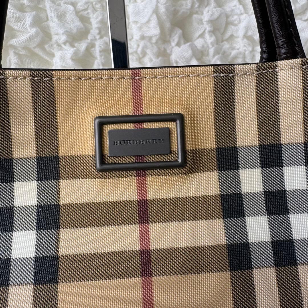 未使用級❗️ BURBERRY ハンドバッグ　ノバチェック　レザー　収納袋