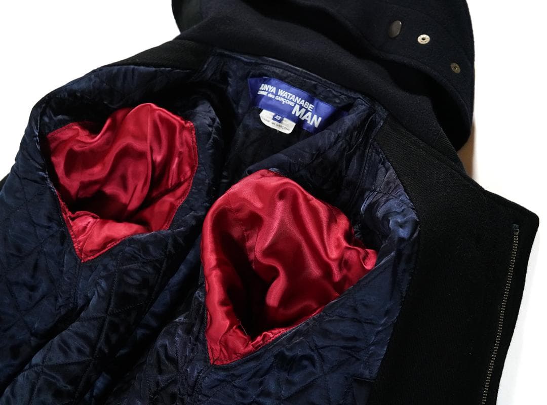 AD2011 JUNYA WATANABE MAN レザー 切替 ダッフルコート