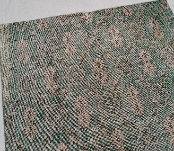 トルコヴィンテージラグ A34 レア 人気柄 紋章柄 グリーン ターコイズ