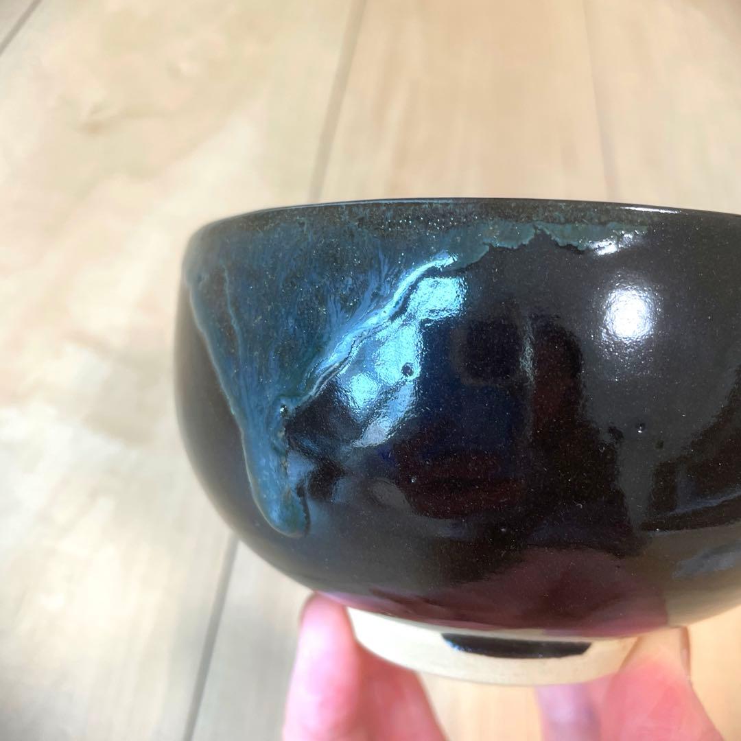 薩摩焼　野崎錦正造　黒釉茶碗茶　抹茶碗 骨董1-4