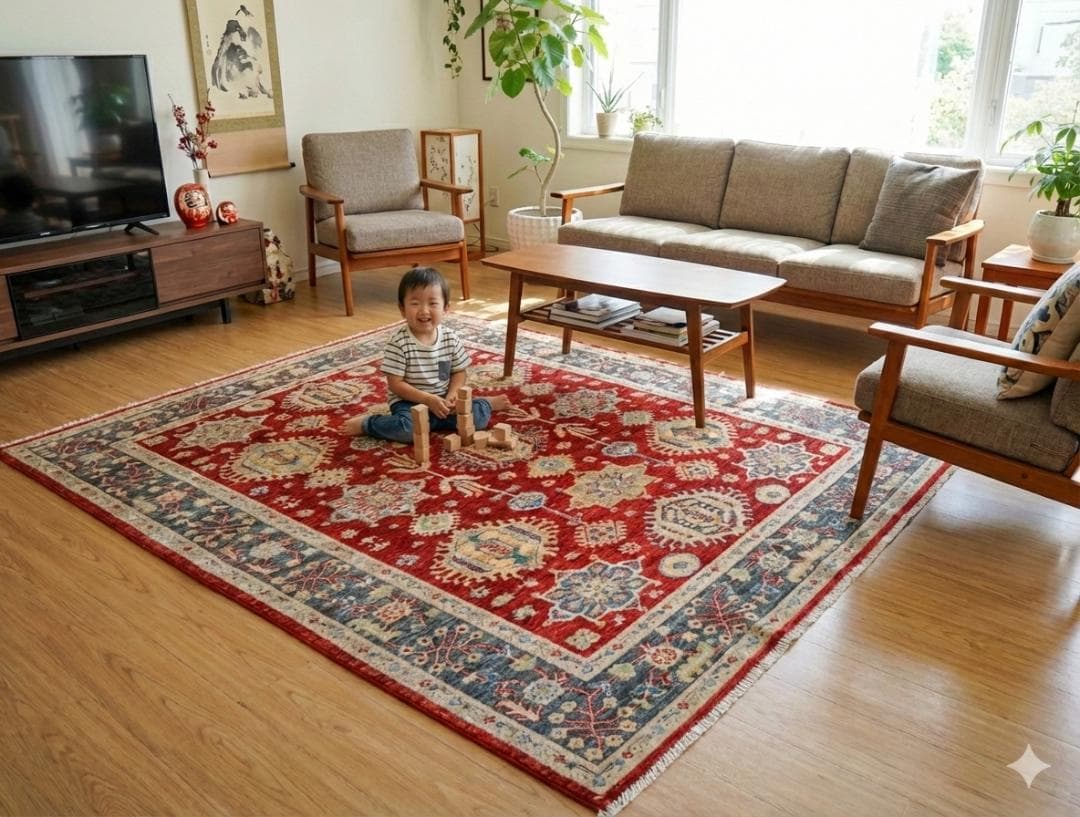 206×171cｍ アフガニスタンガズニーウール手織り絨毯