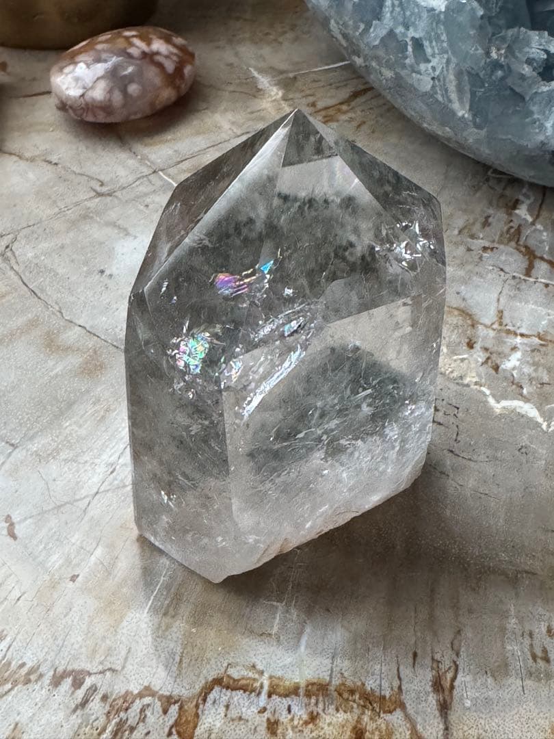 高透明＆高品質　虹ギラギラ⭐︎ガーデンクォーツ ポイント ブラジル産