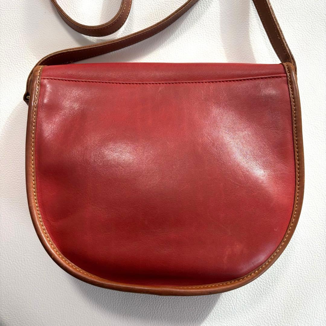 希少 オールドコーチ ショルダーバッグ フラップ レザー 赤茶 1004