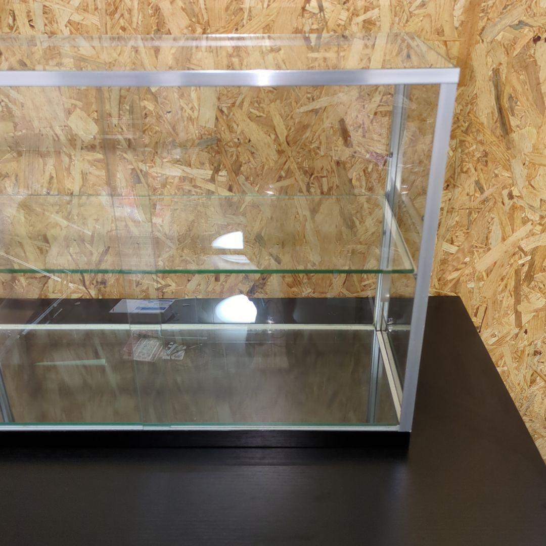 値下げ　アルミ 昭和レトロ ガラスショーケース 2段 ディスプレイ