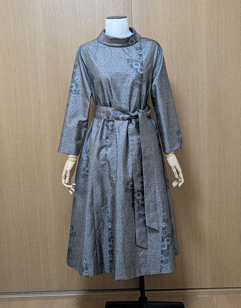 着物リメイク　ワンピース　大島紬　Ｍ〜L