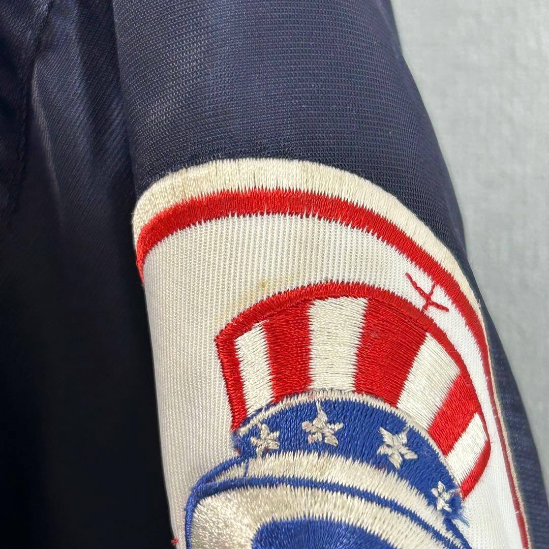 MLBヤンキースナイロンスタジャンビッグロゴ刺繍ワッペンクーパーズタウン古着