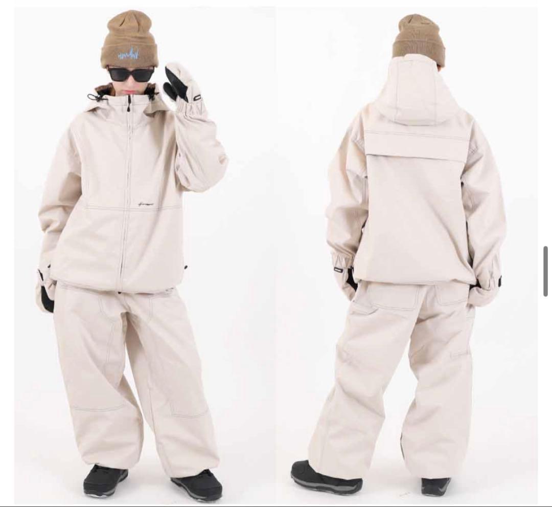 HIMASS MANIA スノボウェア 上下セット ECRUBEIGE