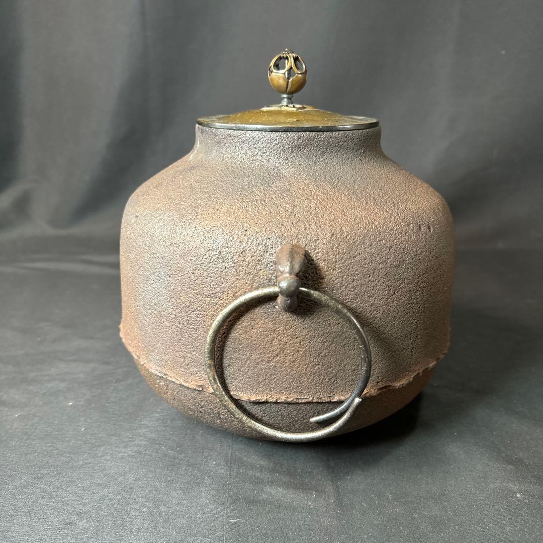 Ｆ42 送料無料　茶釜　阿弥陀堂釜　茶道　共箱　釜鐶　茶道具　金属工芸