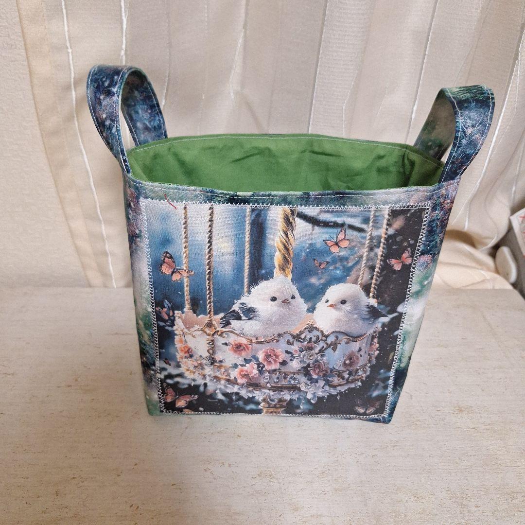 激レアパグパネル生地　ハンドメイド　まちなしバッグ　布バスケット　ポーチ