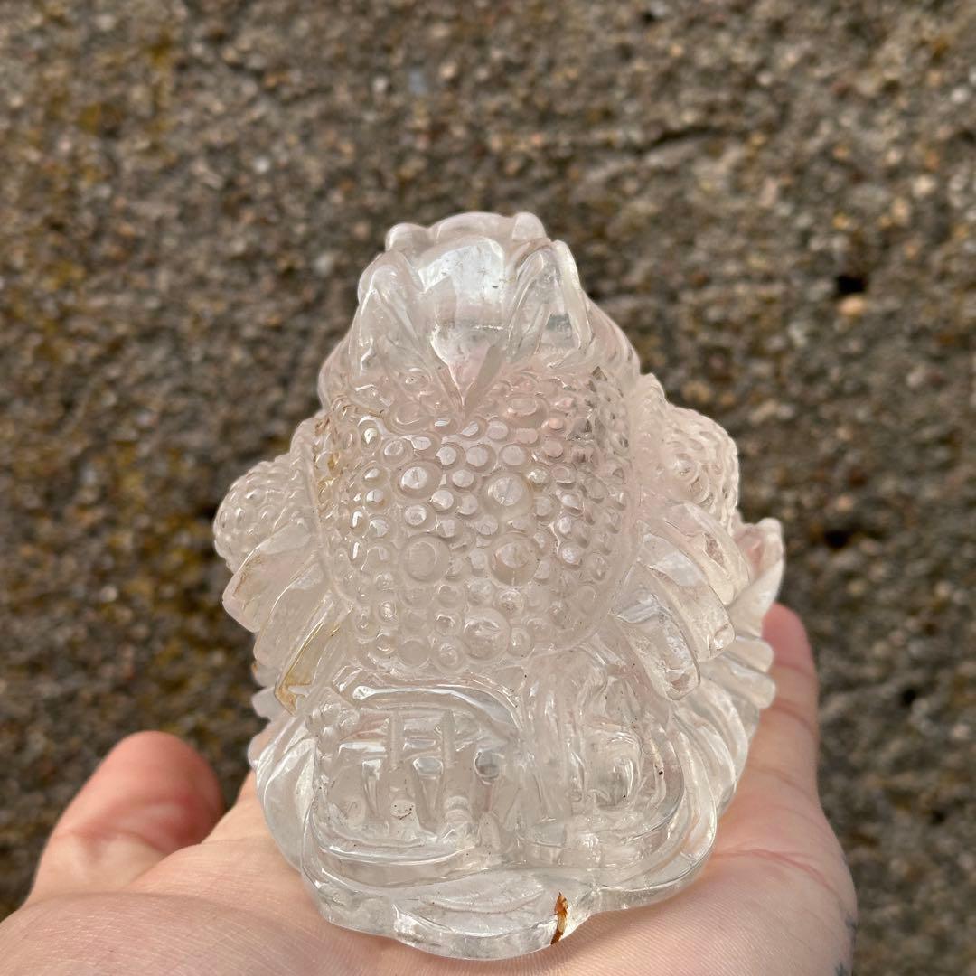 天然石 水晶の銭蛙　置物　ご購入前に在庫確認必要G.170