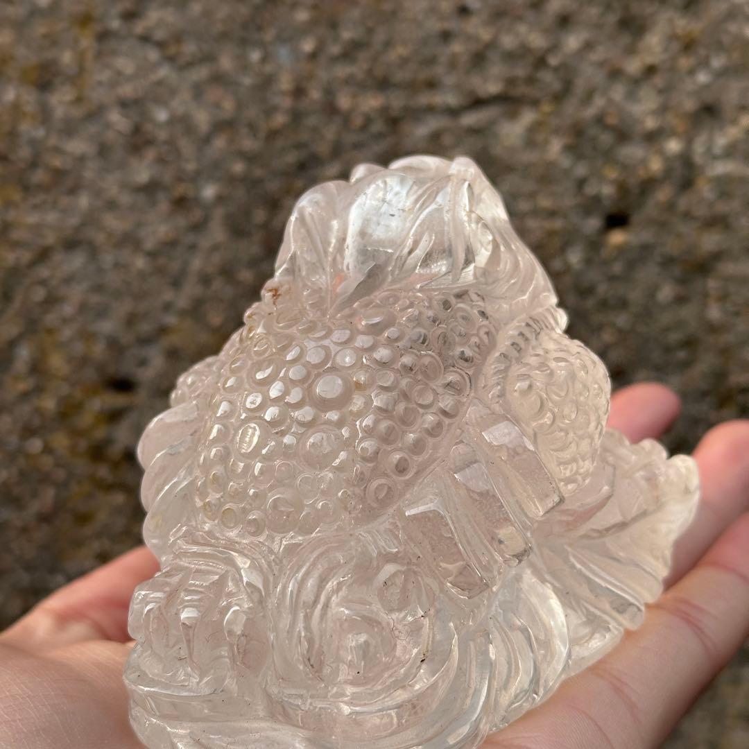 天然石 水晶の銭蛙　置物　ご購入前に在庫確認必要G.170