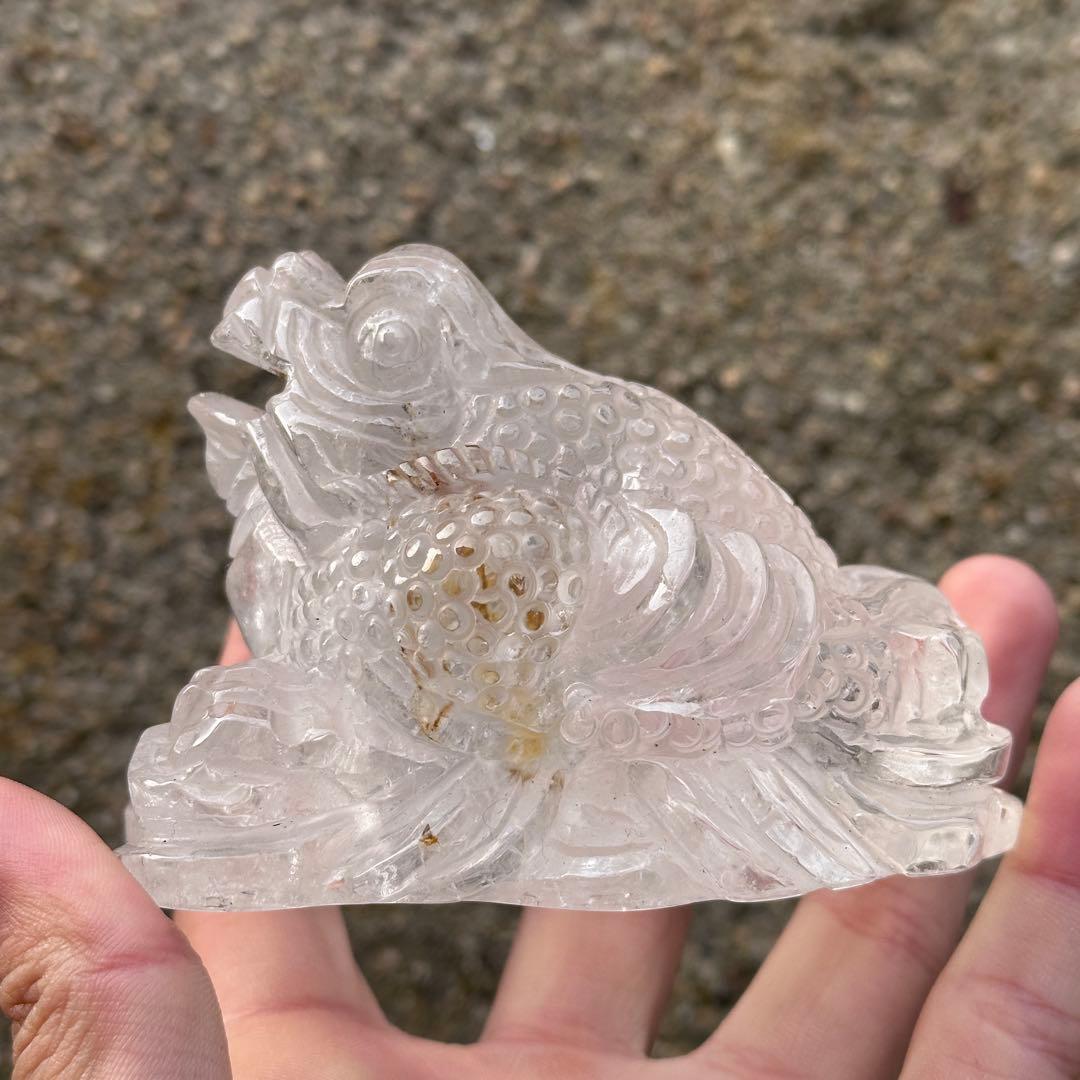天然石 水晶の銭蛙　置物　ご購入前に在庫確認必要G.170