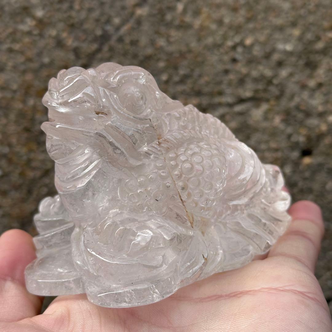 天然石 水晶の銭蛙　置物　ご購入前に在庫確認必要G.170