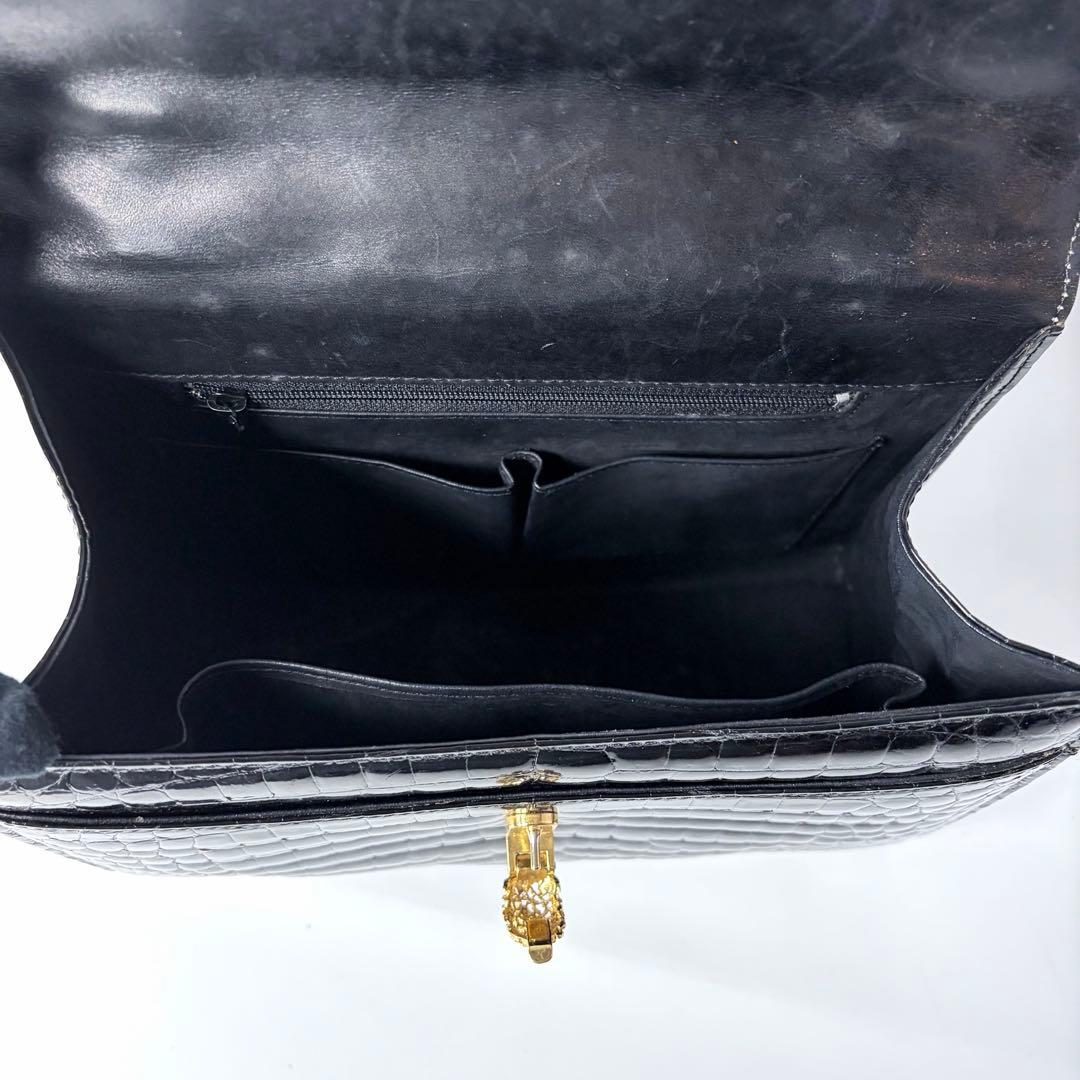 WATA‐ICHI　シャイニングクロコ　センター取り　トップハンドル　黒