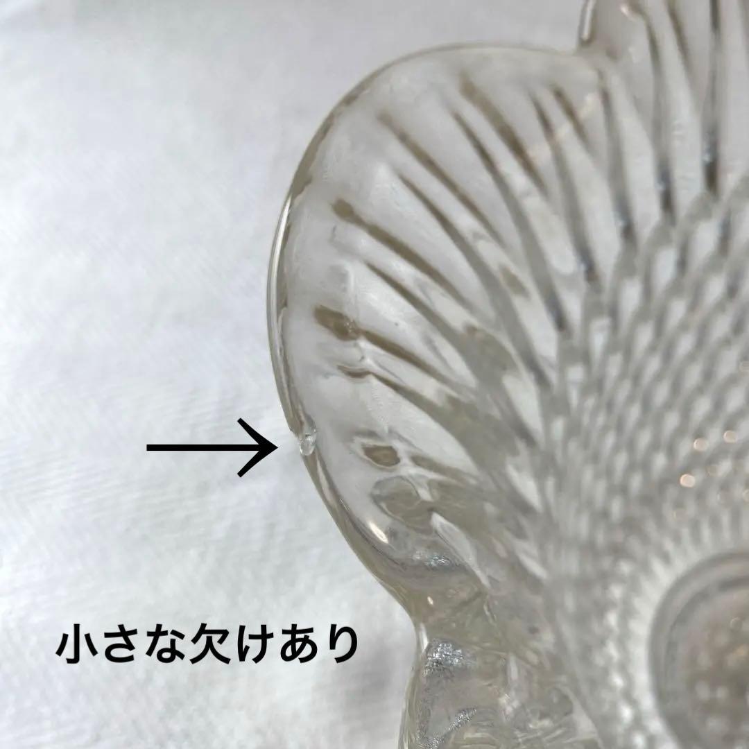 ①70年代 フルーツポンチ クリアプレスガラス 器 大型 花型 お玉付