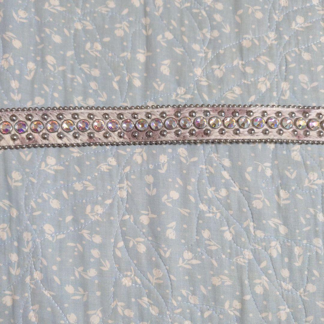 b.bsimonスワロフスキークリスタル装飾 ベルト美品オフホワイトはらこレザー