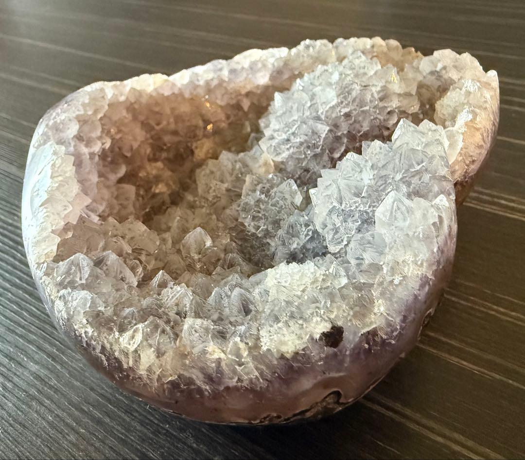 花付き♡ アメジスト ハート クラスター 浄化 紫水晶 天然石