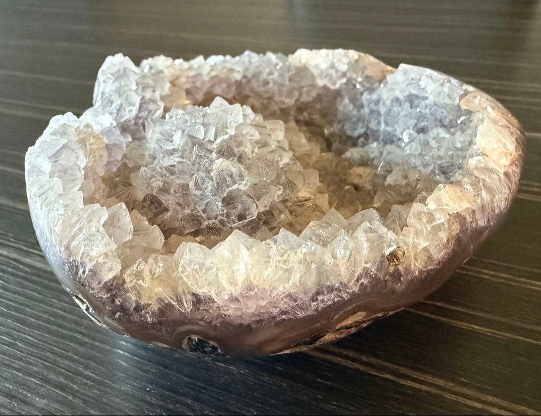 花付き♡ アメジスト ハート クラスター 浄化 紫水晶 天然石